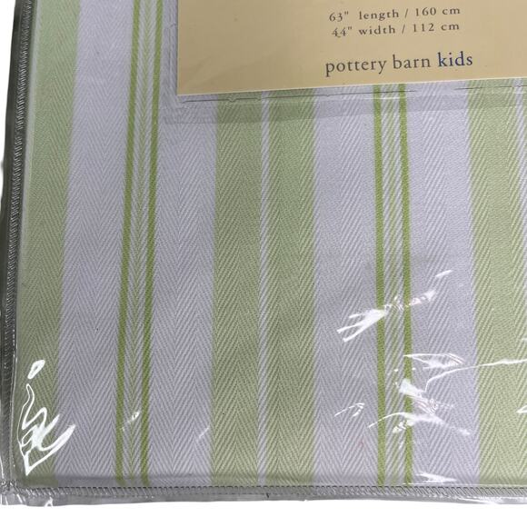 Lot of 2 Pottery Barn Kids Variegated Strip Panels 63" x 44" Green White New - Picture 10 of 15